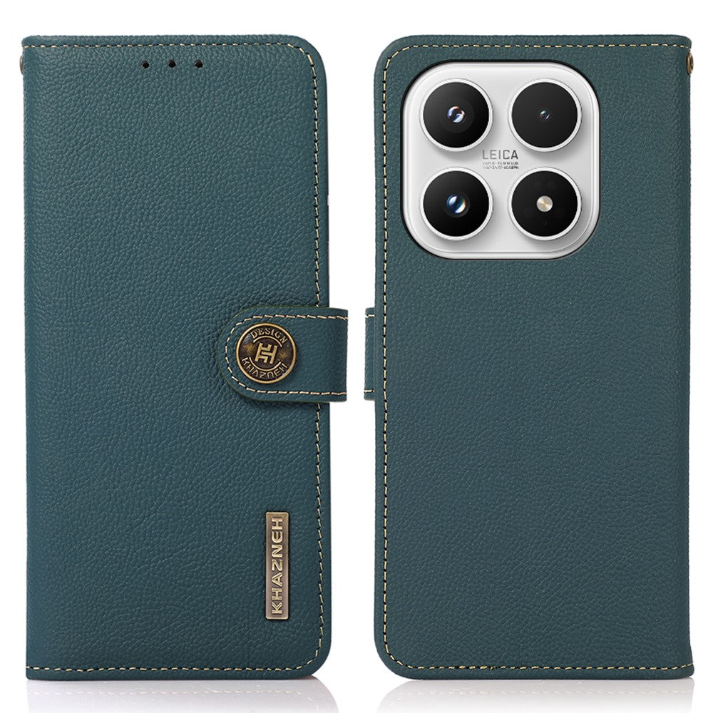 KHAZNEH for Xiaomi 17 Case Genuine Cow Leather RFID Blocking Wallet Phone Cover