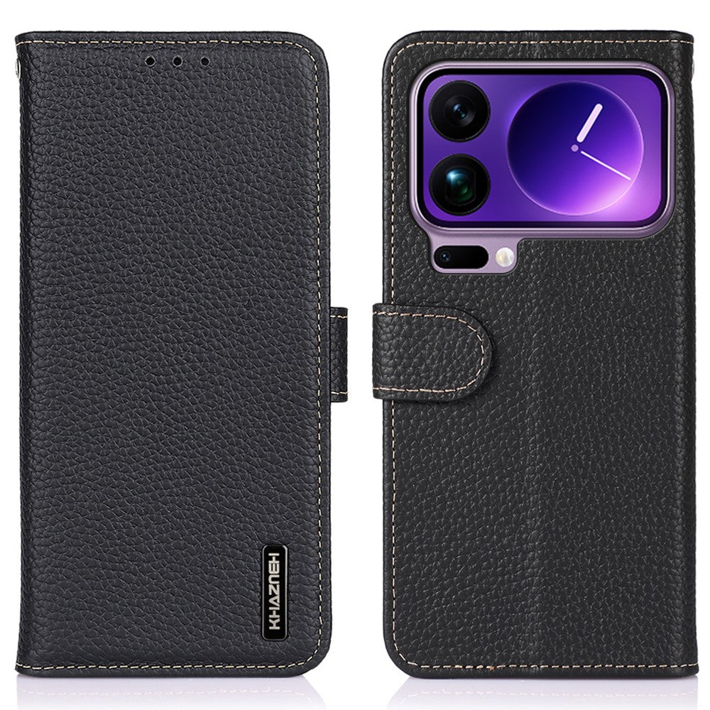 KHAZNEH For Xiaomi 17 Pro Case Genuine Cow Leather Flip Phone Cover