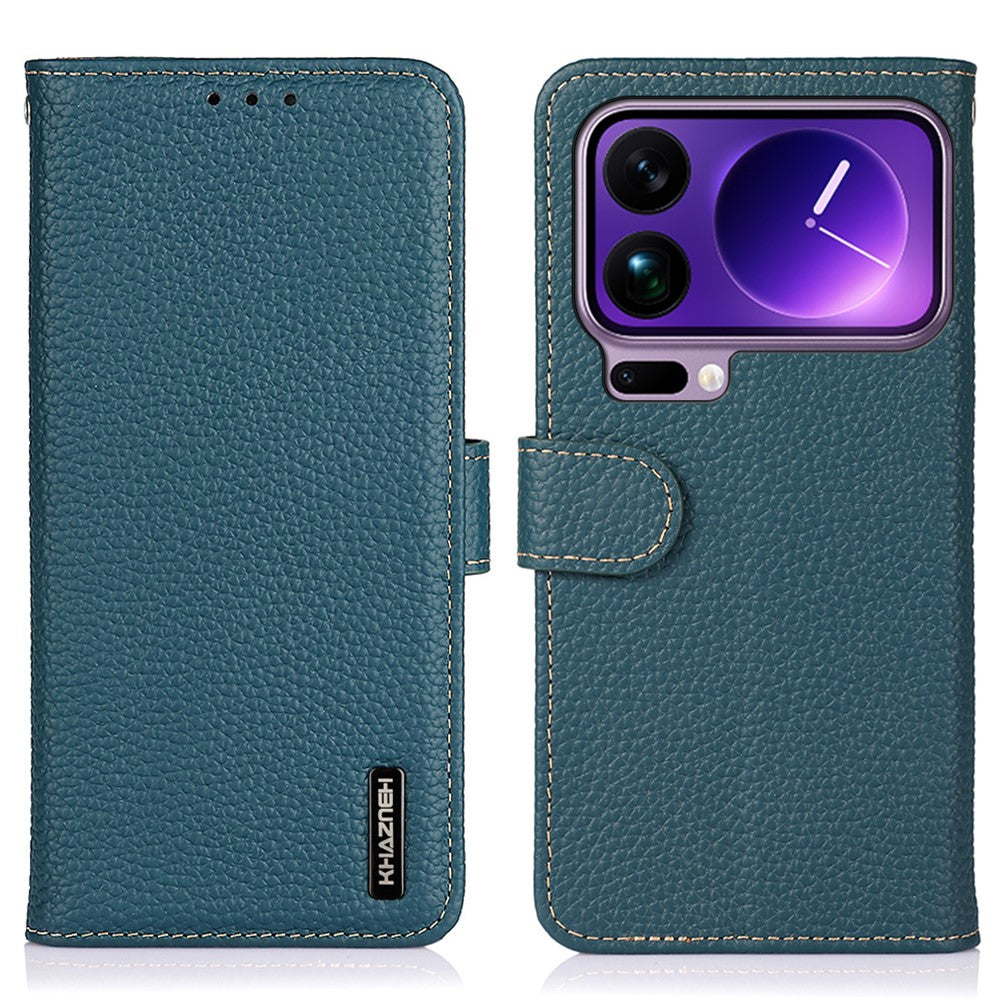 KHAZNEH For Xiaomi 17 Pro Case Genuine Cow Leather Flip Phone Cover