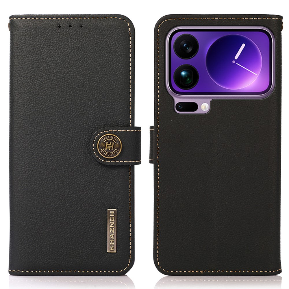 KHAZNEH for Xiaomi 17 Pro Max Case Genuine Cow Leather RFID Blocking Wallet Phone Cover