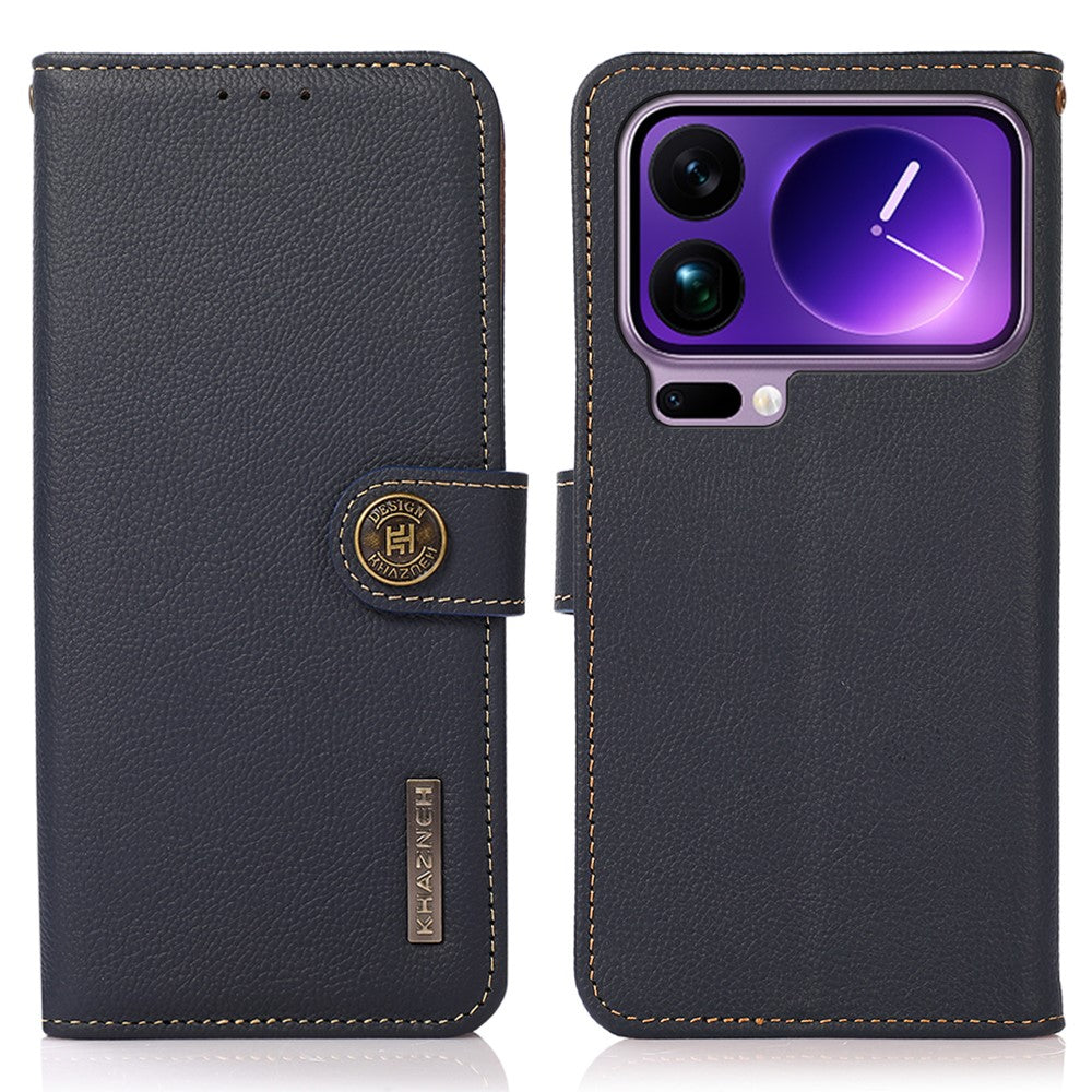 KHAZNEH for Xiaomi 17 Pro Max Case Genuine Cow Leather RFID Blocking Wallet Phone Cover