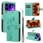 For Xiaomi 17 Pro Max PU Leather Cases Flower Pattern Wallet Stand Phone Cover with Strap