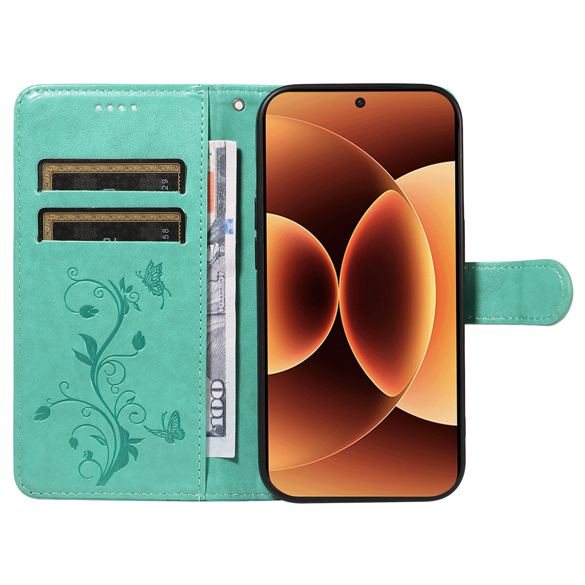 For Xiaomi 17 Pro Max PU Leather Cases Flower Pattern Wallet Stand Phone Cover with Strap