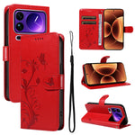 For Xiaomi 17 Pro Max PU Leather Cases Flower Pattern Wallet Stand Phone Cover with Strap