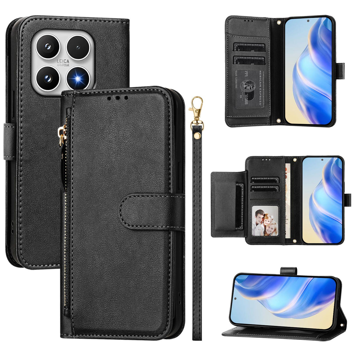 For Xiaomi 17 Case Zipper Pocket Multiple Card Slots Leather Phone Cover