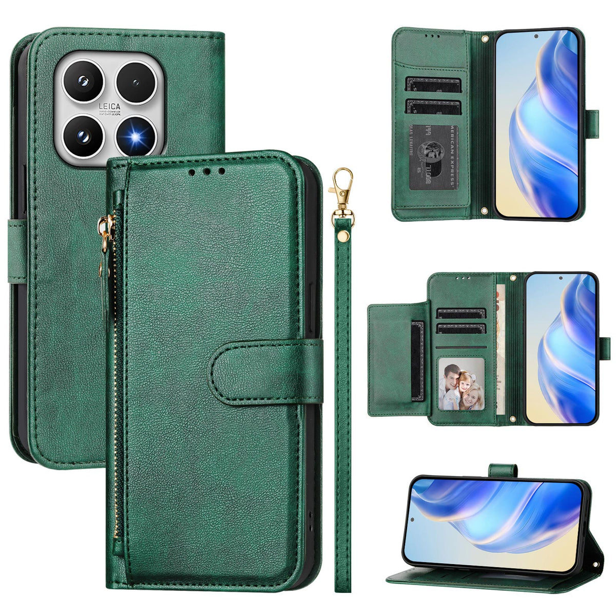 For Xiaomi 17 Case Zipper Pocket Multiple Card Slots Leather Phone Cover