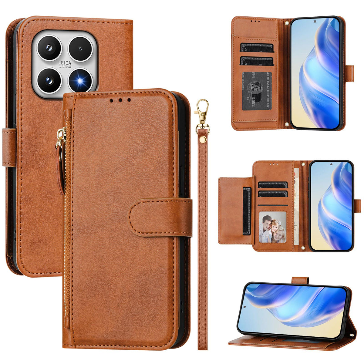 For Xiaomi 17 Case Zipper Pocket Multiple Card Slots Leather Phone Cover