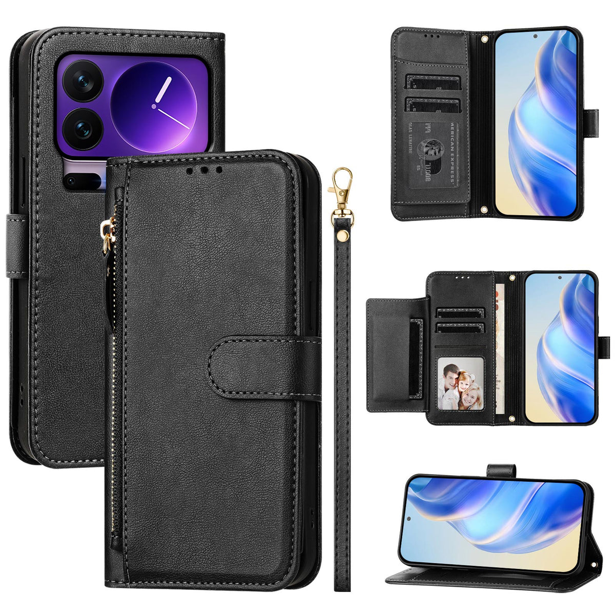 For Xiaomi 17 Pro Case Zipper Pocket Multiple Card Slots Leather Phone Cover