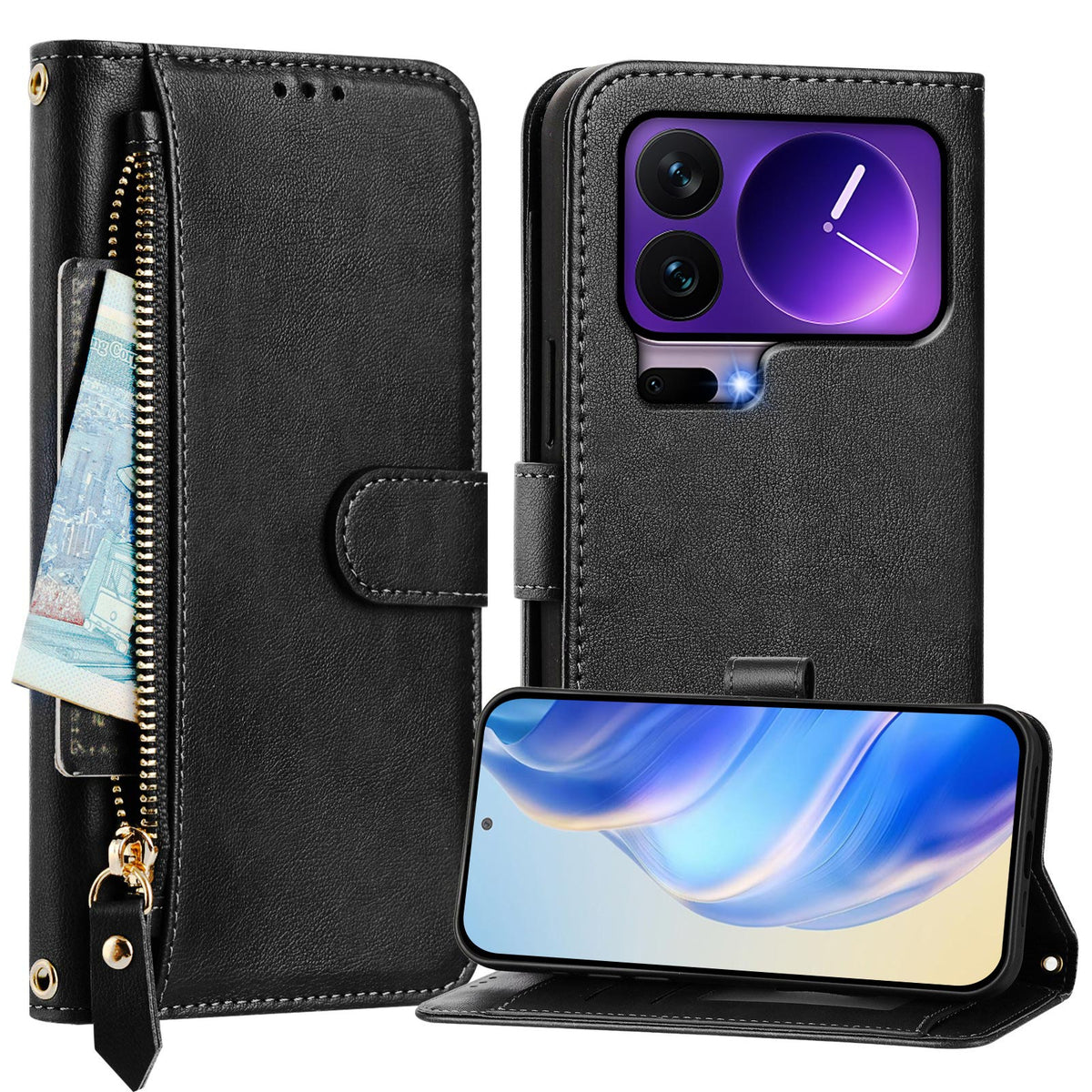 For Xiaomi 17 Pro Case Zipper Pocket Multiple Card Slots Leather Phone Cover