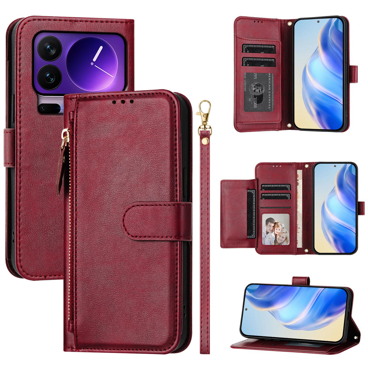 For Xiaomi 17 Pro Case Zipper Pocket Multiple Card Slots Leather Phone Cover