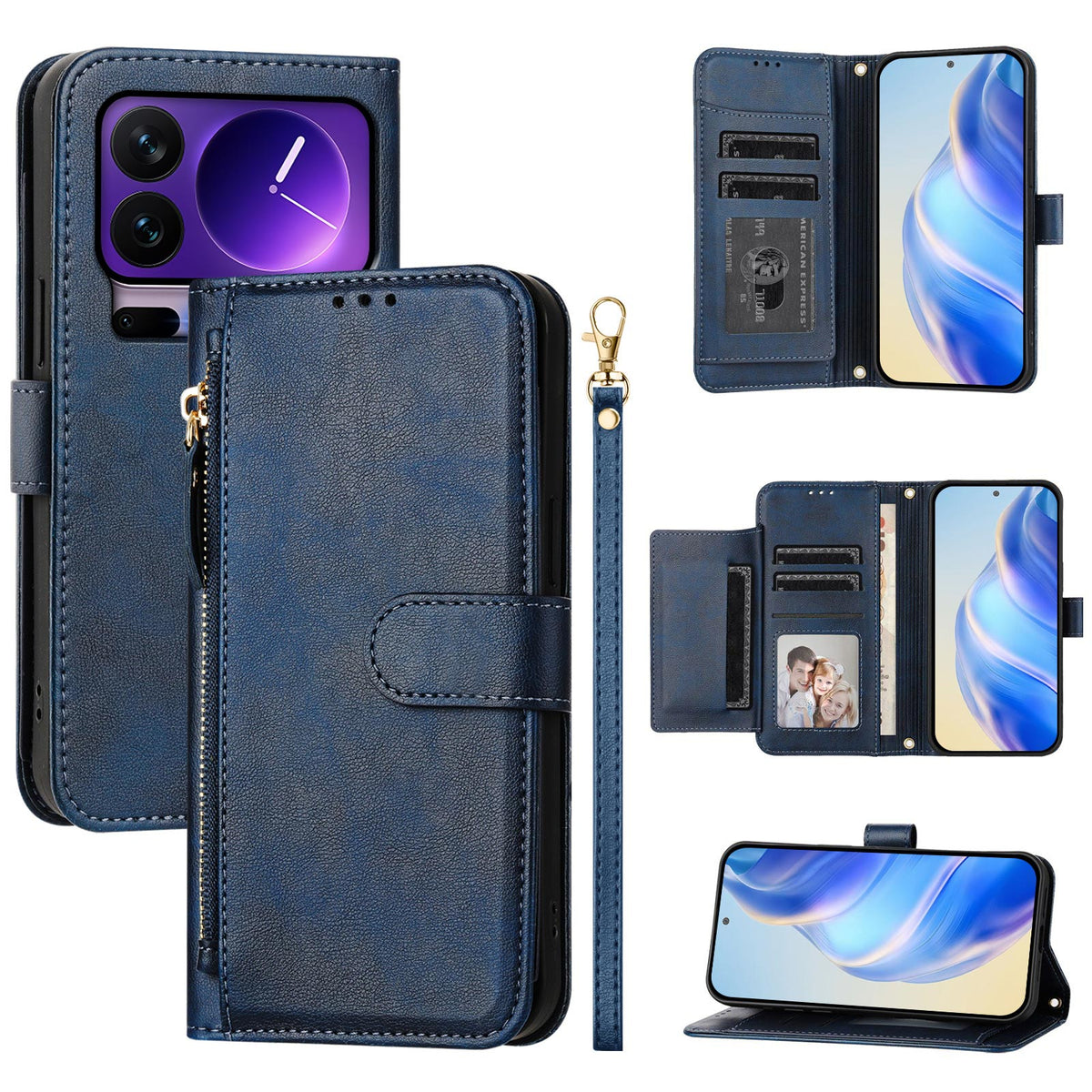 For Xiaomi 17 Pro Case Zipper Pocket Multiple Card Slots Leather Phone Cover