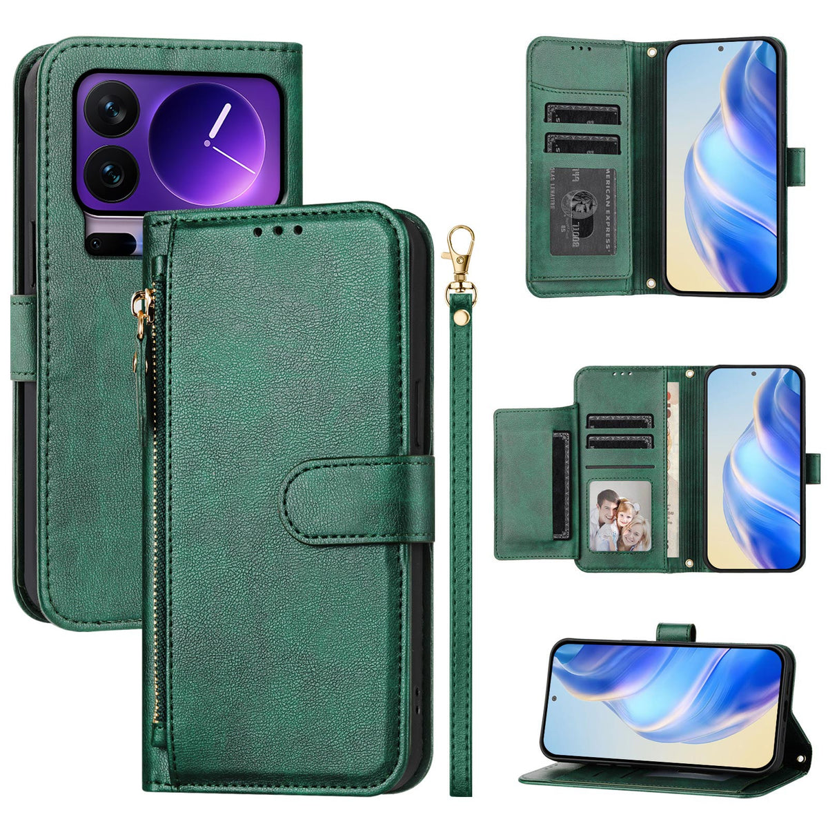For Xiaomi 17 Pro Case Zipper Pocket Multiple Card Slots Leather Phone Cover