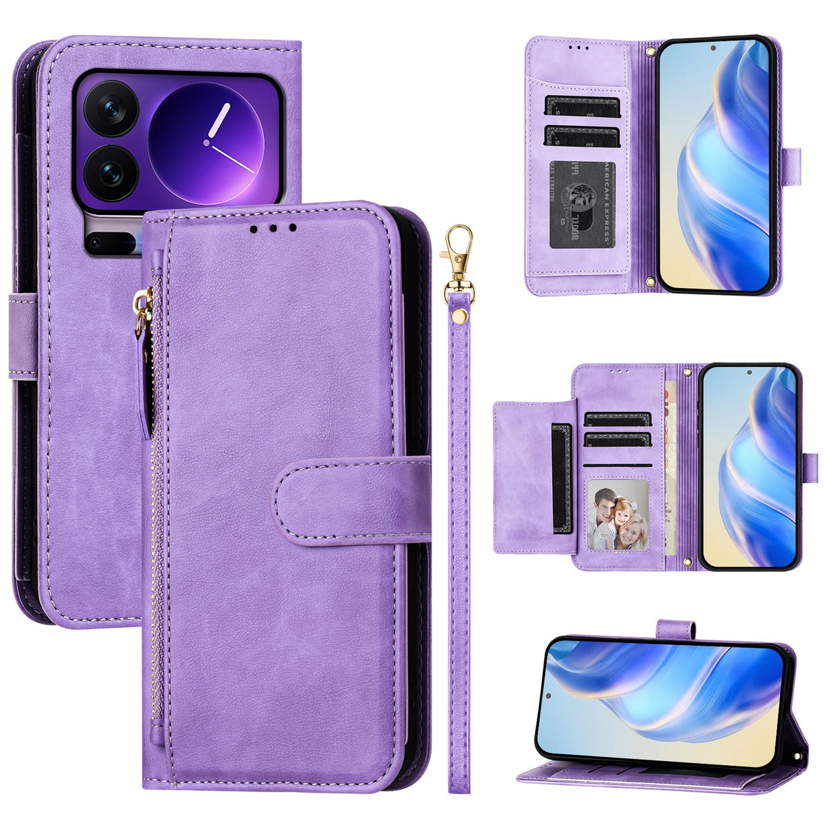 For Xiaomi 17 Pro Case Zipper Pocket Multiple Card Slots Leather Phone Cover