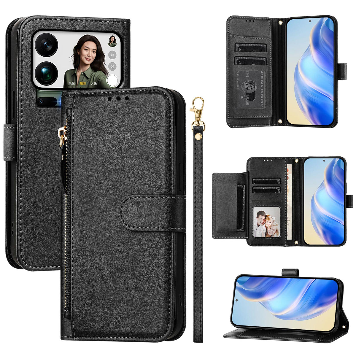 For Xiaomi 17 Pro Max Case Zipper Pocket Multiple Card Slots Leather Phone Cover
