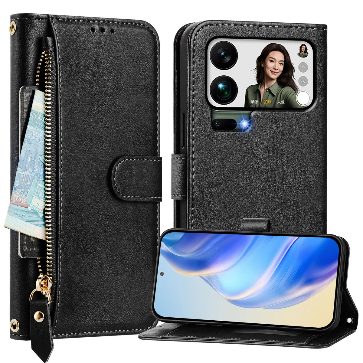 For Xiaomi 17 Pro Max Case Zipper Pocket Multiple Card Slots Leather Phone Cover