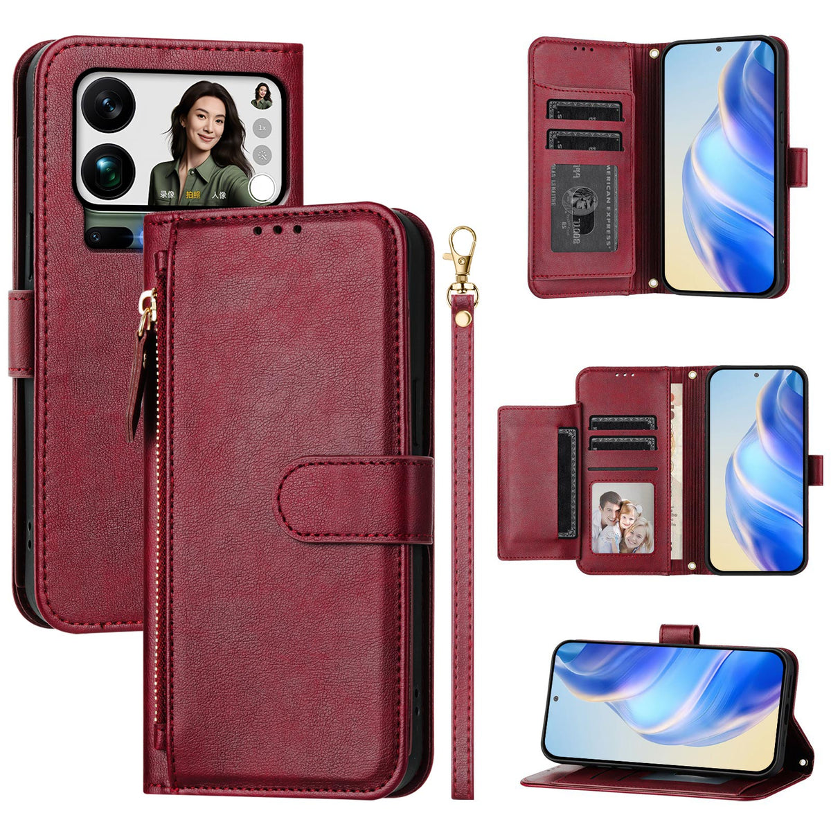 For Xiaomi 17 Pro Max Case Zipper Pocket Multiple Card Slots Leather Phone Cover