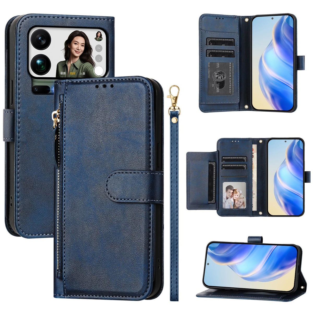 For Xiaomi 17 Pro Max Case Zipper Pocket Multiple Card Slots Leather Phone Cover
