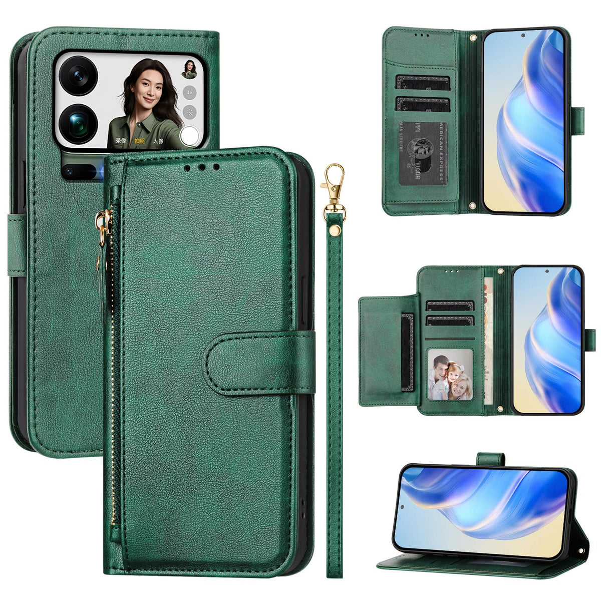 For Xiaomi 17 Pro Max Case Zipper Pocket Multiple Card Slots Leather Phone Cover