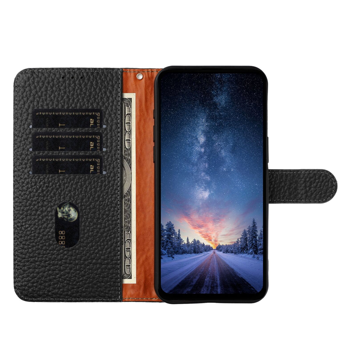 For Honor Magic8 Lite 5G / X9d 5G / X70 5G Case Wallet Stand Litchi Texture Genuine Cow Leather Flip Phone Cover