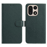 OnePlus 15 5G Plånboksfodral med stativ i litchitextur, äkta koläder, fällbart mobilfodral