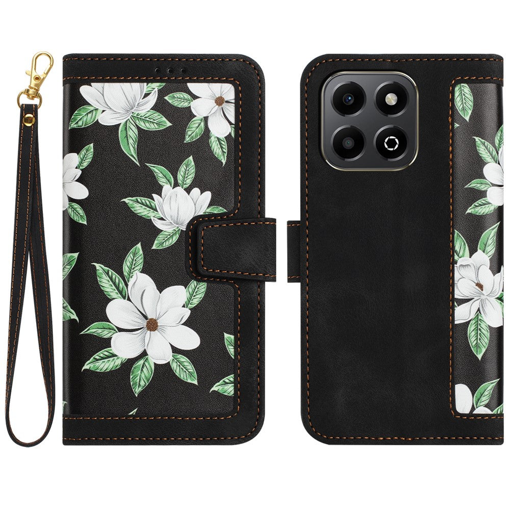 PU Leather Case For Honor 400 Smart 5G / 4G / X7d 4G Floral Phone Cover with Card Slots