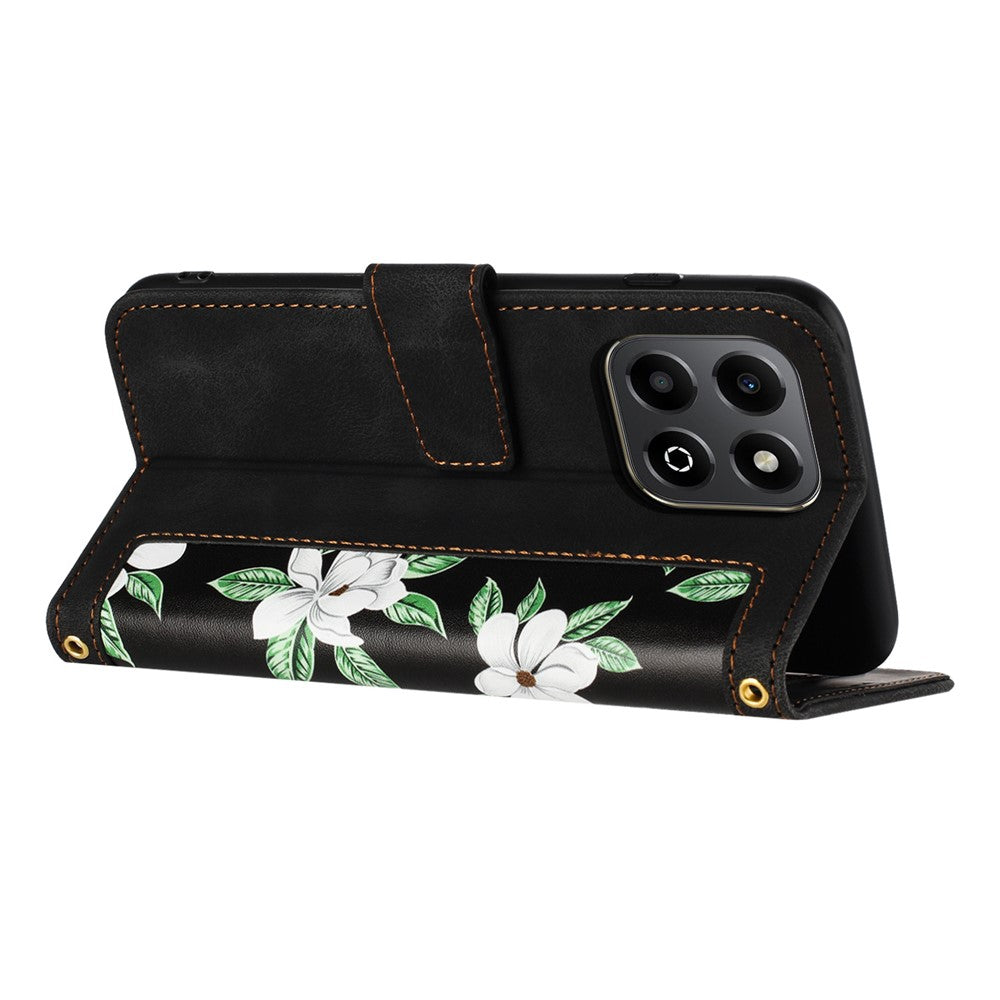 PU Leather Case For Honor 400 Smart 5G / 4G / X7d 4G Floral Phone Cover with Card Slots