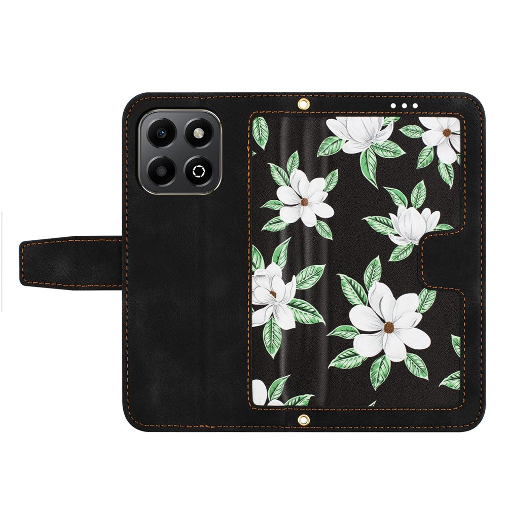 PU Leather Case For Honor 400 Smart 5G / 4G / X7d 4G Floral Phone Cover with Card Slots