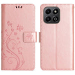 Leather Wallet Case for Honor 400 Smart 5G / 4G / X7d 4G Butterfly Flower Imprinted Phone Cover with Strap