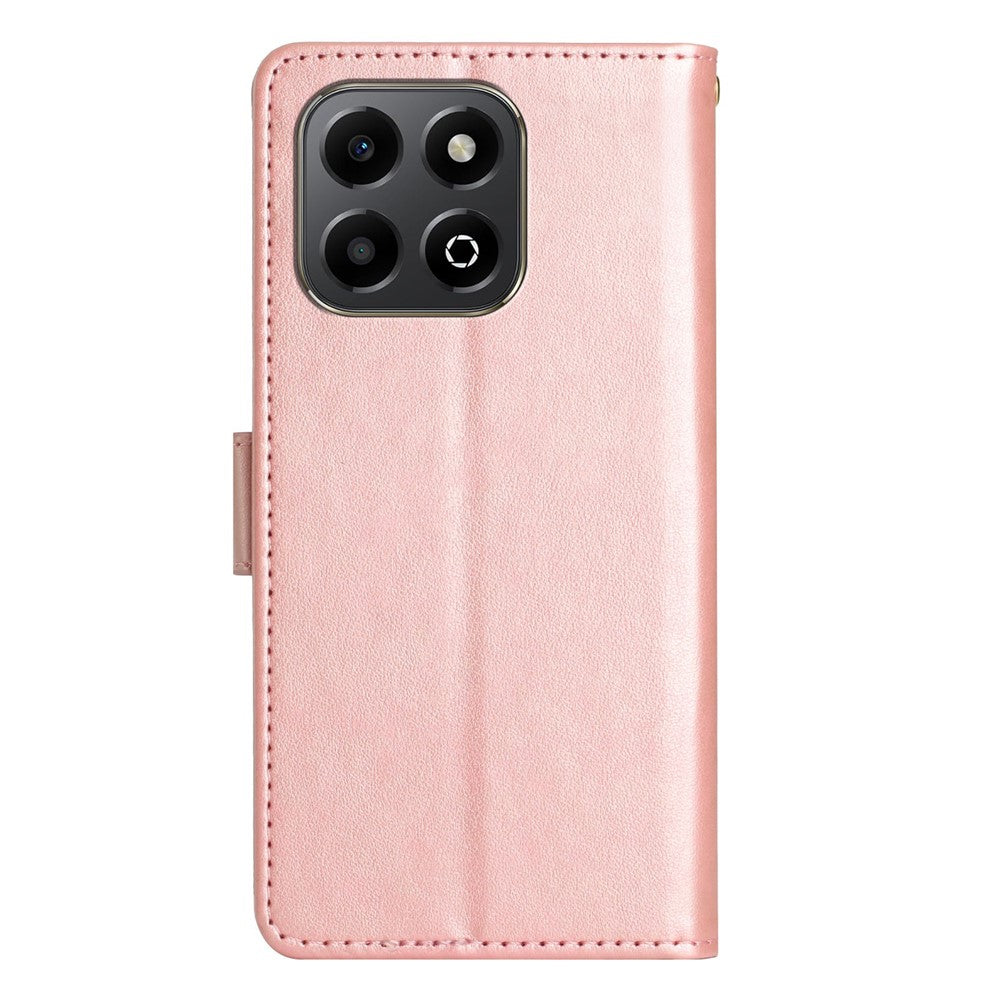 Leather Wallet Case for Honor 400 Smart 5G / 4G / X7d 4G Butterfly Flower Imprinted Phone Cover with Strap