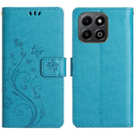Leather Wallet Case for Honor 400 Smart 5G / 4G / X7d 4G Butterfly Flower Imprinted Phone Cover with Strap