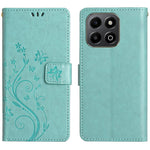Leather Wallet Case for Honor 400 Smart 5G / 4G / X7d 4G Butterfly Flower Imprinted Phone Cover with Strap