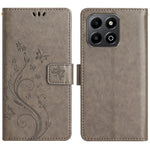 Leather Wallet Case for Honor 400 Smart 5G / 4G / X7d 4G Butterfly Flower Imprinted Phone Cover with Strap