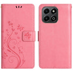 Leather Wallet Case for Honor 400 Smart 5G / 4G / X7d 4G Butterfly Flower Imprinted Phone Cover with Strap