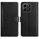 Leather Wallet Case for Honor 400 Smart 5G / 4G / X7d 4G Butterfly Flower Imprinted Phone Cover with Strap
