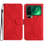 Xiaomi 17 Pro-skal Skin Touch Lines Präglade PU-läder Flip-fodral
