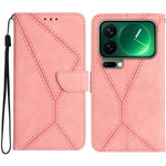 Xiaomi 17 Pro-skal Skin Touch Lines Präglade PU-läder Flip-fodral