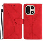 OnePlus 15 5G-skal Skin Touch Lines Präglade PU-läder Flip-fodral