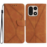 OnePlus 15 5G-skal Skin Touch Lines Präglade PU-läder Flip-fodral