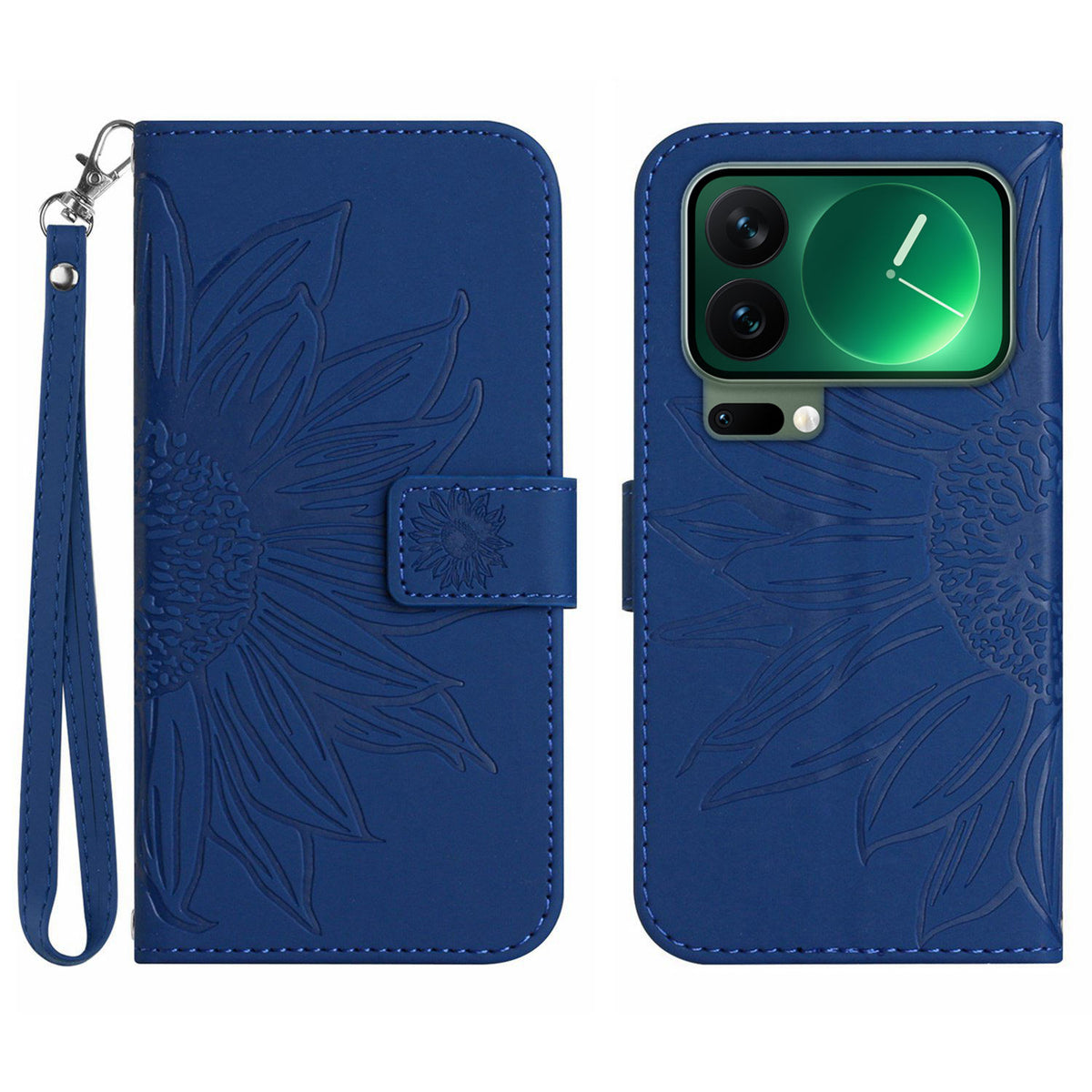 For Xiaomi 17 Pro Case Sunflower Imprint Leather Wallet Phone Cover with Wrist Strap