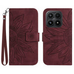 For Xiaomi 17 Case Sunflower Imprint Leather Wallet Phone Cover with Wrist Strap