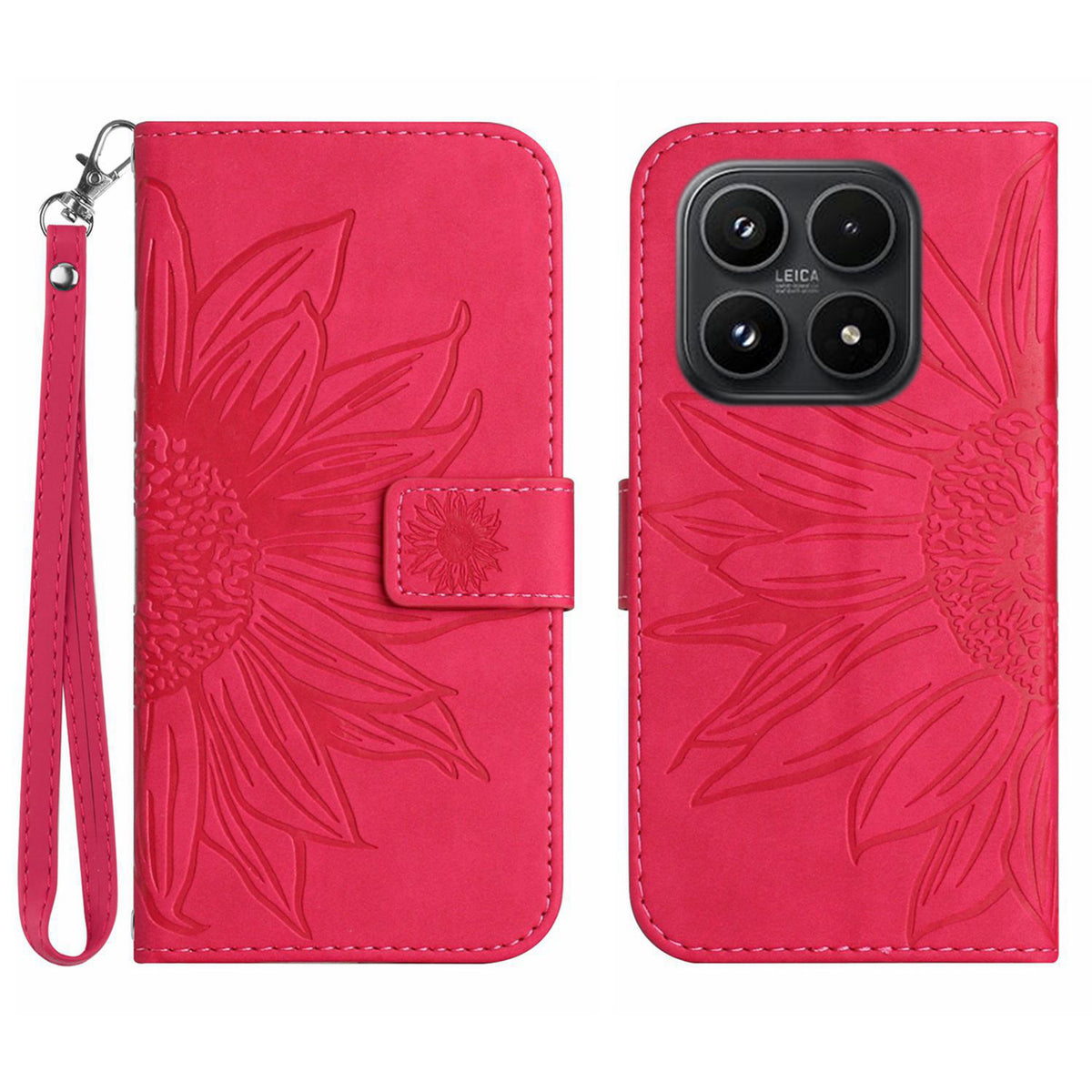 For Xiaomi 17 Case Sunflower Imprint Leather Wallet Phone Cover with Wrist Strap
