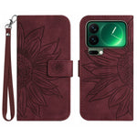 For Xiaomi 17 Pro Max Case Sunflower Imprint Leather Wallet Phone Cover with Wrist Strap
