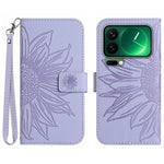 For Xiaomi 17 Pro Max Case Sunflower Imprint Leather Wallet Phone Cover with Wrist Strap