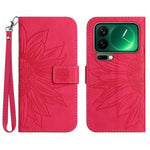 For Xiaomi 17 Pro Max Case Sunflower Imprint Leather Wallet Phone Cover with Wrist Strap