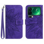 For Xiaomi 17 Pro Max Case Sunflower Imprint Leather Wallet Phone Cover with Wrist Strap