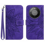 For Honor Magic8 Lite 5G / X9d 5G / X70 5G Case Sunflower Imprint Leather Wallet Phone Cover with Wrist Strap