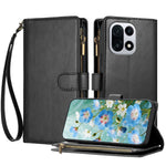 For OnePlus 15 5G Leather Case Zipper Wallet Stand Shockproof Phone Cover with Wrist Strap