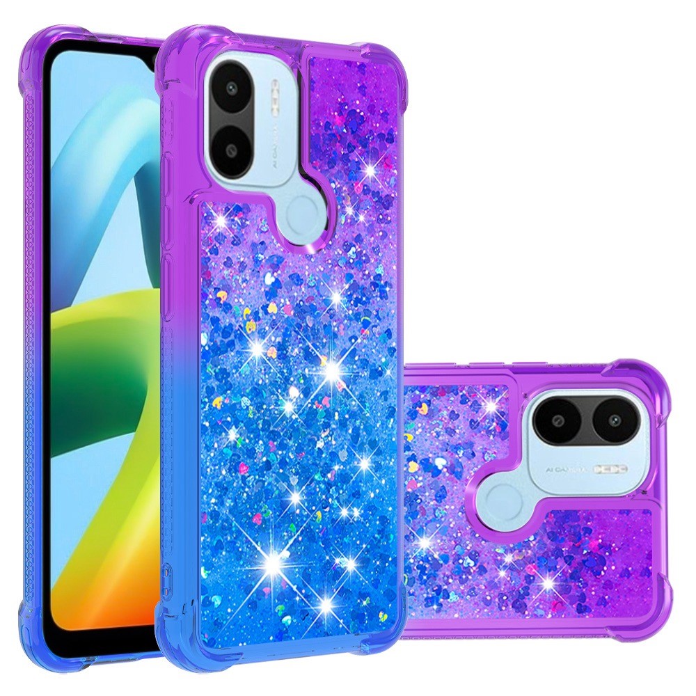 YB Quicksand Series-3 for Xiaomi Redmi A1 4G / A2 4G / A1+ 4G / A2+ 4G / Poco C50 4G Gradient Color TPU Phone Case Bump Proof Quicksand Liquid Flowing Sequins Protective Cover