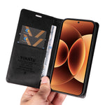YIKATU For Xiaomi 17 Pro Max Wallet Case  YK-006 Magnetic Closure Leather Phone Cover Litchi Texture
