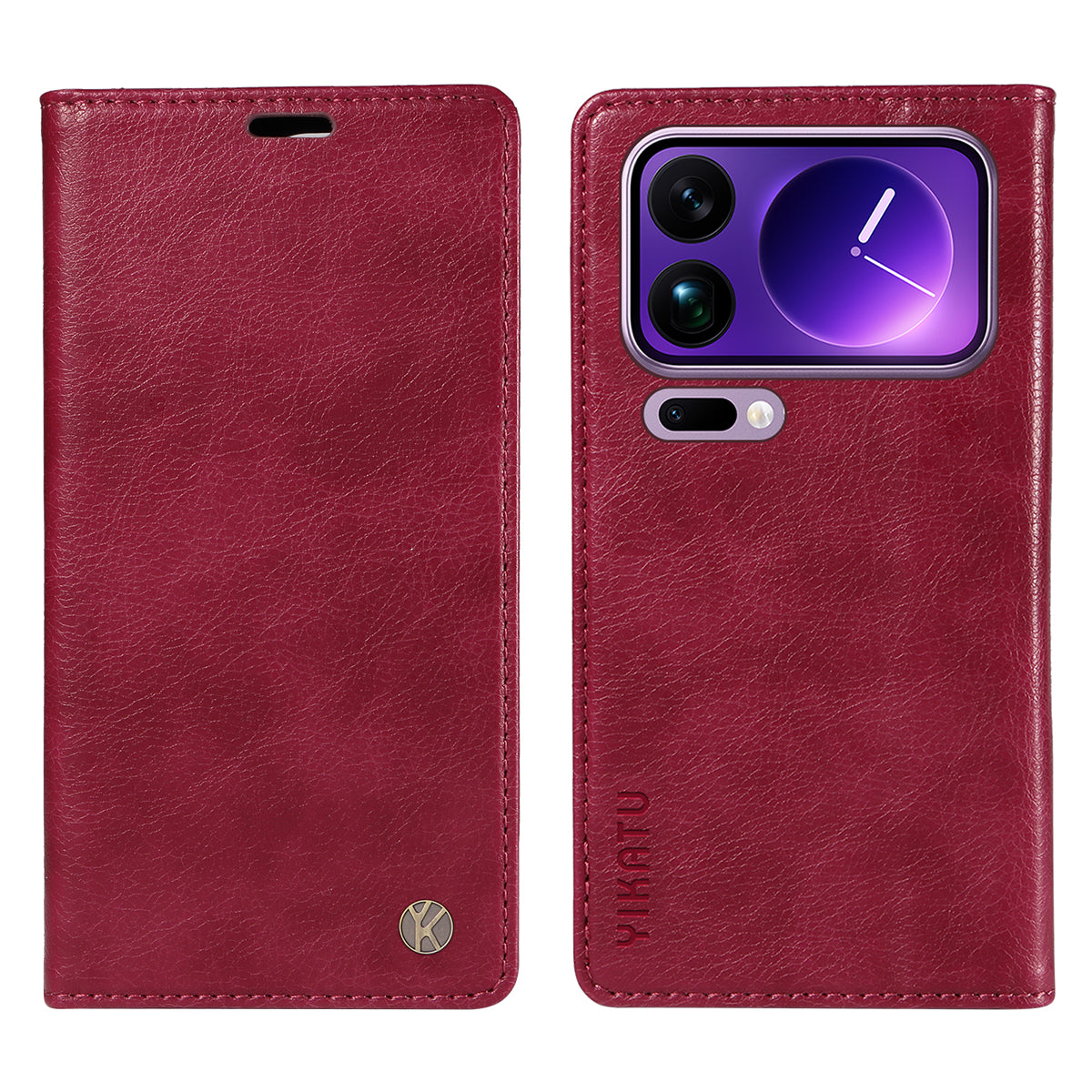 YIKATU For Xiaomi 17 Pro Max Wallet Case  YK-006 Magnetic Closure Leather Phone Cover Litchi Texture